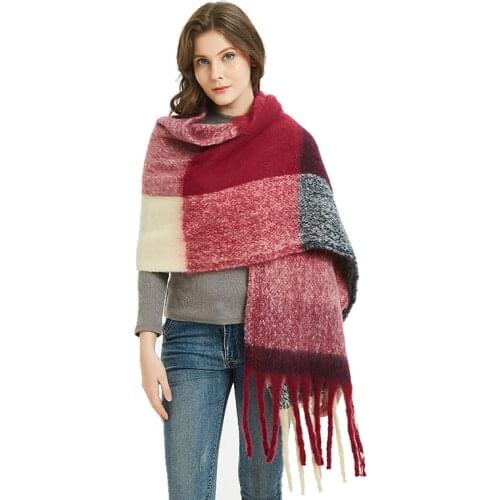 Autumn and Winter New Circle Sand Thick Tassel Plaid Scarves Women Outdoor Keep Warm Windproof Fashion Large Scarf Shawl Female