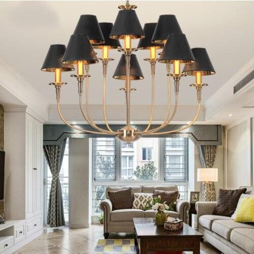 American style living room Pendant lamp modern simple bedroom iron lamp European Retro Black dining room art fashion lighting