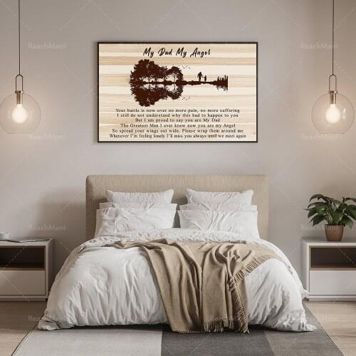 Angel poster for my dad, my dad my angel wall art, vintage guitar poster, happy fathers day gift, music dad poster, guitarist d