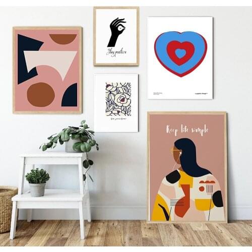 Keep Life Simple Inspiring Quote Poster Woman Hand Heart Flower Canvas Print Painting Wall Pictures for Living Room Home Decor