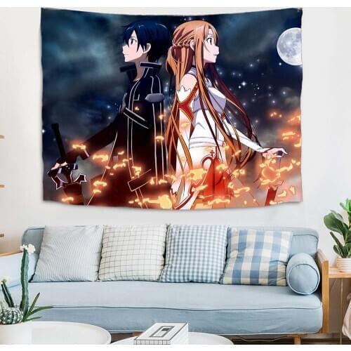 Anime Sword Art Online Tapestry Wall Hanging Cloth Customized Ghost Background Room Decoration Art Painting