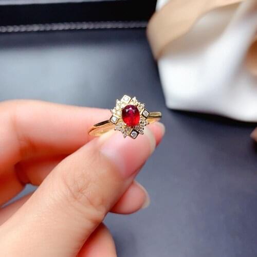 Shilovem Natural New Burning Pigeon Blood Ruby Gemstone Rings for Women Real 925 Sterling Silver Fine new gift mj0405822agh