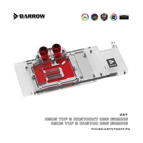 Barrow full cover GPU Water Block for ASUS TUF 3 5700XT Aurora MotherBoard 5V SYNC AURA BS-AST5700XT-PA