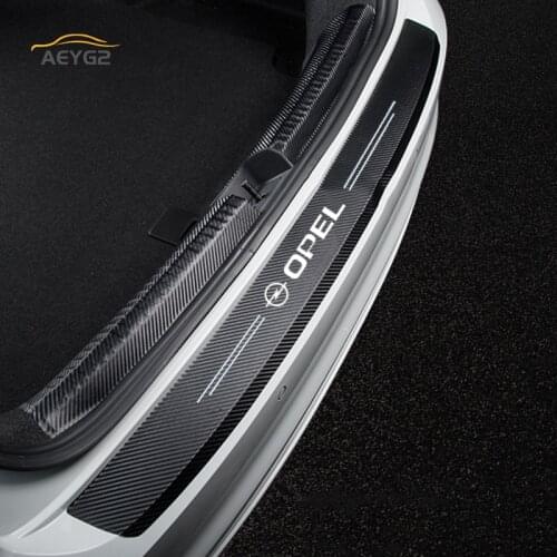 Carbon Fiber Car Rear Bumper Trunk Guard Protected Stickers For Opel Astra J Corsa D K Vectra Bvectra Insignia Vivaro Mokka OPC