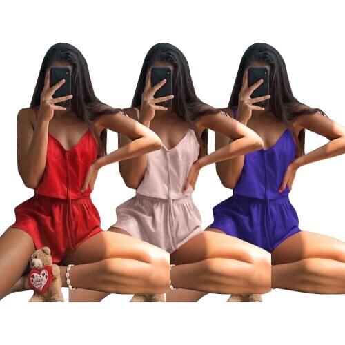 Womens Sexy Suspender Pajamas and Shorts Set