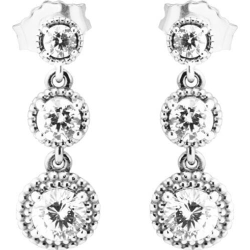 Eternal Elegance Drop Earrings Clear CZ Crystal Long Dangle Earings for Women Fashion 925 Sterling Silver Earrings Jewelry Gifts