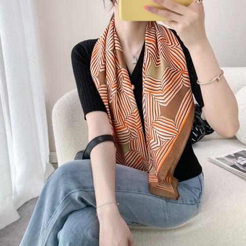 Women 90*90cm big Satin Silk Scarf Square Print Wrap Foulard Femme Handkerchief Bandana Neck Hair Skinny Tie Scarves Shawls