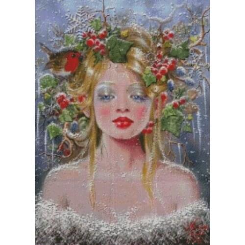 Winter Woman, Girl Sewing Kit Top Quality Embroidery Needlework 14CT Unprinted Art Cross Stitch Kits DIY Handmade Home Decor