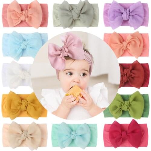 13PC Summer Newborn Infant Baby Girls Headband Elastic Turban Solid Bow Headband Stretch Hairband Kids Headwear Hair Accessories