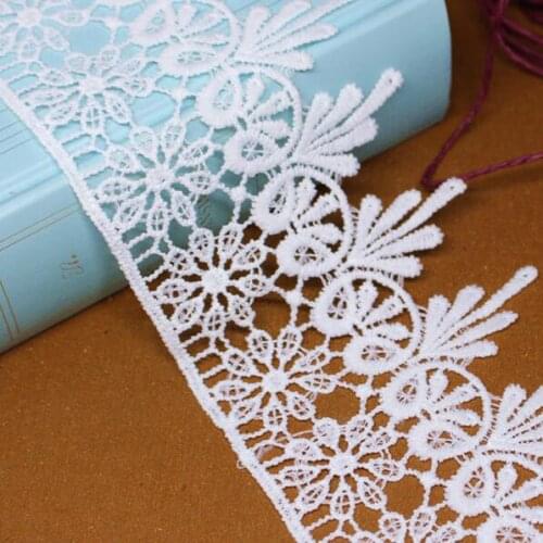 15yards Water Soluble Sewing Lace Trim For Bridal Dress Embroidered White Lace Ribbon Appliques DIY Sewing Garment Supplies