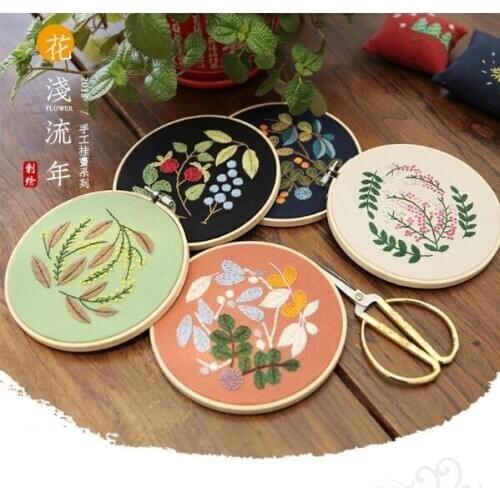 15X15cm Floral Series Ribbon embroidery kit flowers small pictures fabric embroidery needlework home decoration