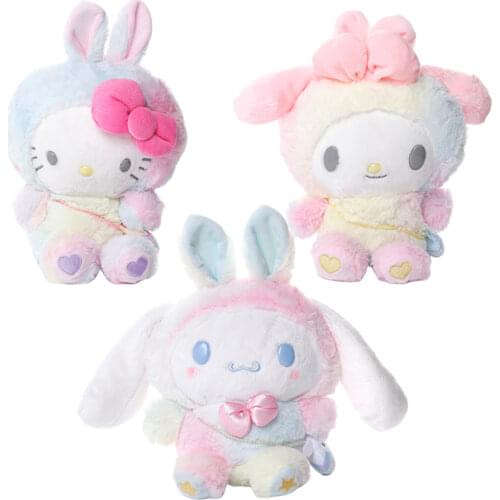 25CM Cartoon Stuffed Animals Cinnamoroll Melody Rainbow Plush Anime Kawaii Cute Soft Plushie Girls Appease Doll Toys Gifts
