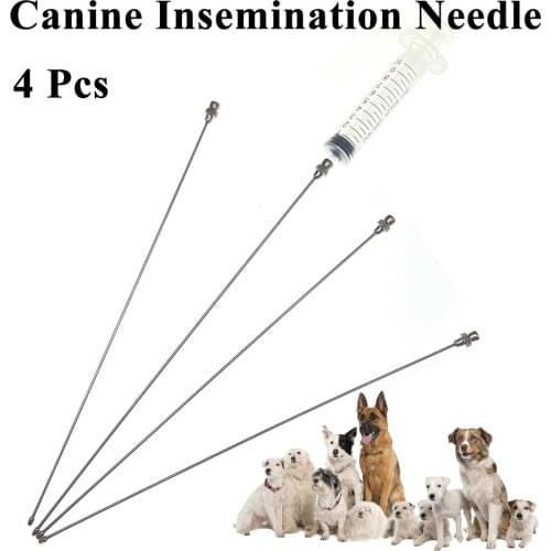 4PCS Sheep Goat Dog Canine Artificial Insemination Needle Pin Semen Injection Fresh Sperm Stainless Steel Pet Veterinary Clinic