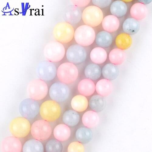 6 8 10mm Natural Stone Beads Morgunite Agates Round Loose Spacer Beads For Jewelry Making DIY Bracelet Necklace Accessories 15"