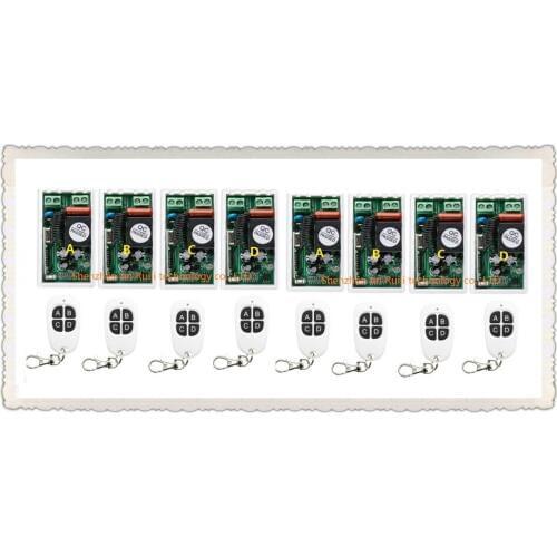 AC 220V 1 CH RF Wireless Remote Control Switch 8pcs receiver + 8pcs transmitter Simple connection home appliances/lamp JRL-2203
