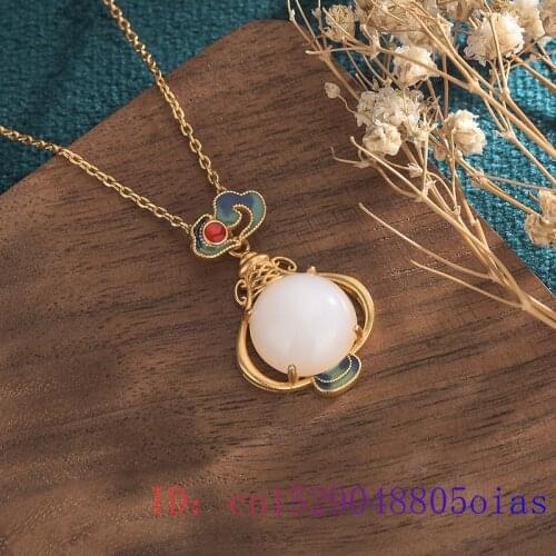 White Jade Vase Pendant 925 Silver Women Fashion Natural Necklace Jewelry Amulet Chinese Charm Gifts Gemstone Zircon Crystal