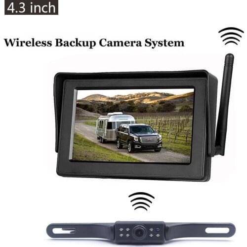 Wireless 4.3 inch HD Car Monitor With Plate Camera With IR Night Vision Rear View Camera