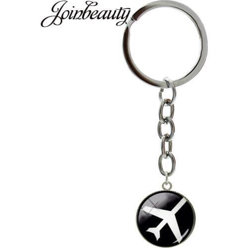 JOINBEAUTY Classic Airplane key chain ring holder charming purple & black Aircraft keychain jewelry aviation Plane gift B1276