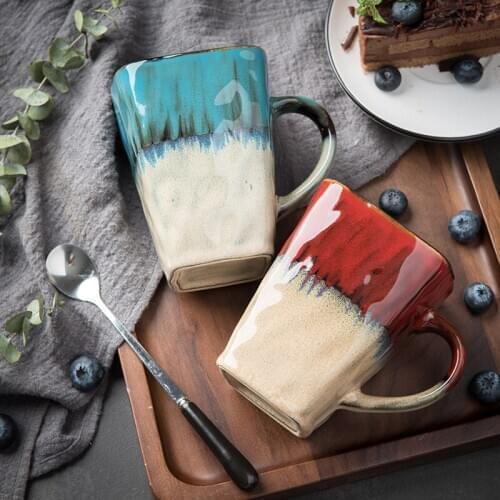 CHANSHOVA 400ml modern style personality color glaze square Ceramic mug Porcelain coffee cup creative tea cup H254