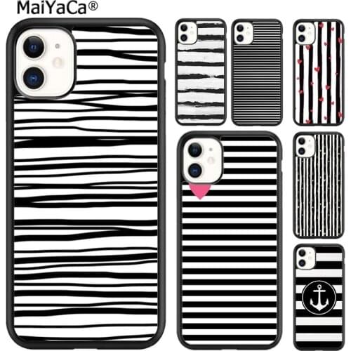 MaiYaCa Black White Stripes Phone Case Cover For iPhone SE 6s 7 8 plus X XR XS 11 12 pro max Samsung Galaxy S7 S8 S9 S10 shell