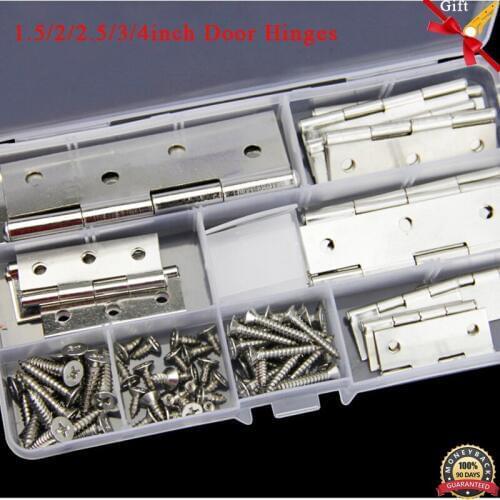 304 Stainless Steel Door Hinges With Screws Folding Butt Hinges Silver Tone Home for Cabinet Drawer Door Furniture Hardware