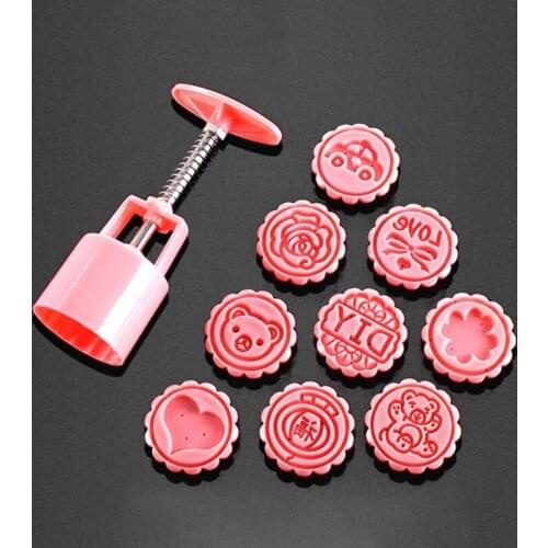Flower Shape Moon Cake Mould Hand Pressure Cookies Cutter Exquisite Blossom Pastry Tool Moon Cake Maker Bath Bombs Press LX0D