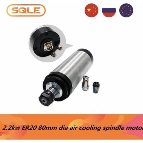 CNC milling machine spindle 2200w 2.2kw 24000RPM 400hz ER20 water Cooling spindle motor 3 phase input 80mm diameter