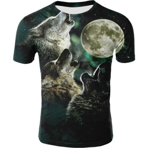 Wolf T Shirt Streetwear 3D Printed Round Neck Short Sleeve Summer Tops Funny Animal Male Female Clothes Casual Polyester Tees