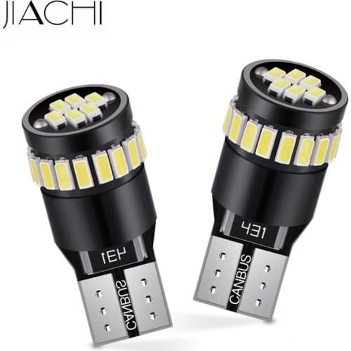 JIACHI 100PCS T10 LED Bulb CANBUS W5W 194 168 501 5W5 Doom Reading Lights License Plate Lamp White Yellow Red Blue 12V Wholesale