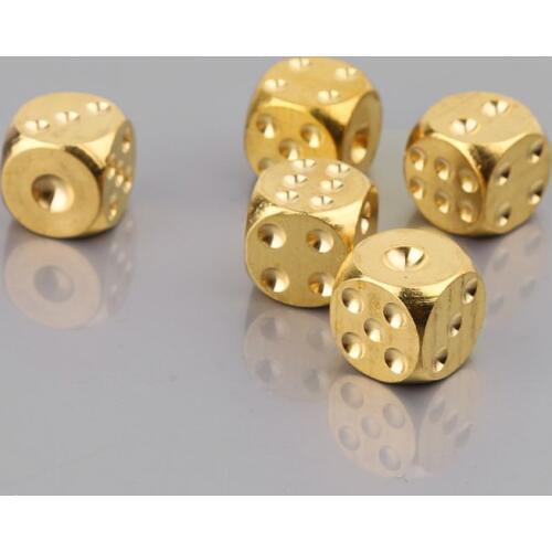 Brass Dices Solid Metal Polyhedral Club Bar Dice Playing Game Tool 15X15X15mm