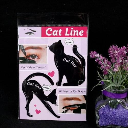 Hot 2Pcs/Bags Cat Line Professional Eye Makeup Tool Shadow Eyeliner Stencils Template Shaper Model Gift Lady Make Up Kit
