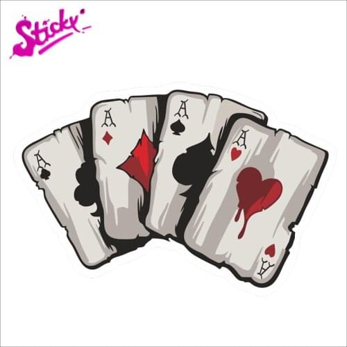 STICKY Cartoon Playing Cards A Car Sticker Decal Decor Motorcycle Off-road Laptop Trunk Guitar PVC Vinyl Sticker