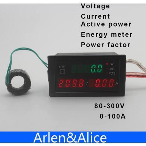 D69 Multi-functional LED display panel meter voltmeter ammeter with active and Electric energy and power factor 80-300V 0-100A