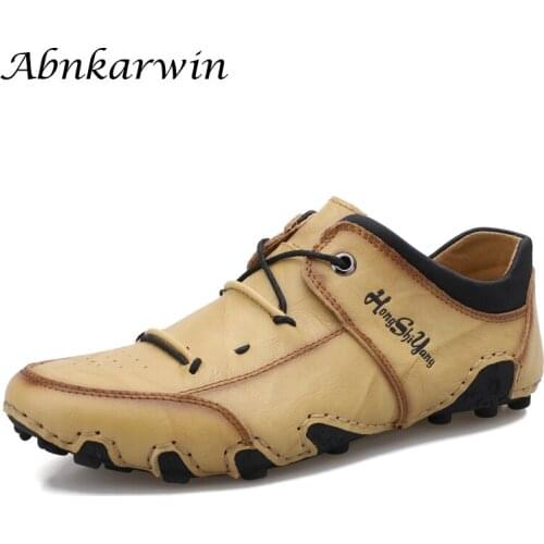 Leather Lace Up Mens Casual Shoes Spring Summer Brand Designer Stylish Fashion Black 2021 New Big Size 47 48