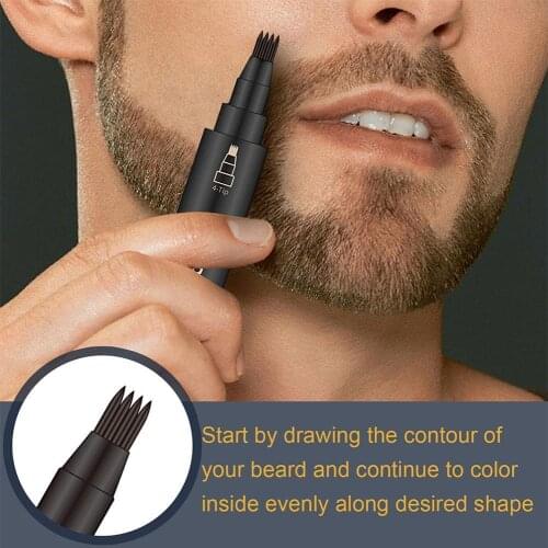 Beard Filling Pen Kit Barber Pencil With Brush Salon Hair Engraving Styling Eyebrow Tool Male Mustache Repair Shape
