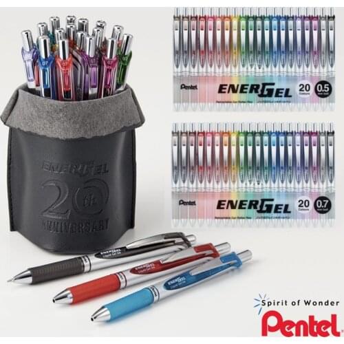 Japan Pentel Gel Pen Set 20 Colors BLN75Z Smooth and Quick-drying 0.5/0.7 Mm Syringe Nib 20th Anniversary Edition
