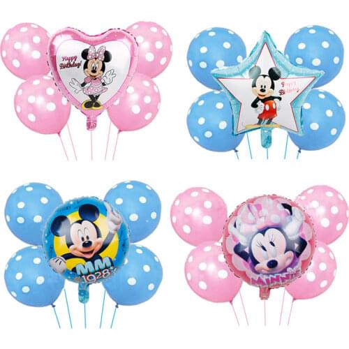6pcs/lot Disney balloon 18inch Minnie mouse Foil Balloons helium Filled globos Baby shower girl Birthday Party decorations Kids