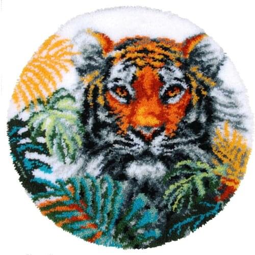 DIY Tiger Latch Hook Rug Kits for Adults - Beginners - Kids with Preprinted Canvas Pattern tapestry Big Size