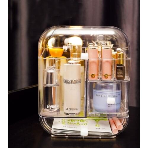 Transparent Cosmetic Organizer Creative Makeup Storage Box Protable Desktop Organizer Drawer Storage Bins Waterproof Beauty Box
