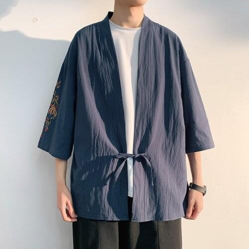 Chinese Style Mens Shirts Tang Suit Casual Cotton Kimono Cardigan Men Elegant Kung Fu Shirt Men Vintage Streetwear Tops KK3558