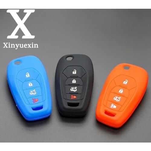Xinyuexin 4 Buttons Replacemrnt Silicone Car Key Cover Fit for Chevrolet Cruze Malibu Flip Car Key Protective Shell