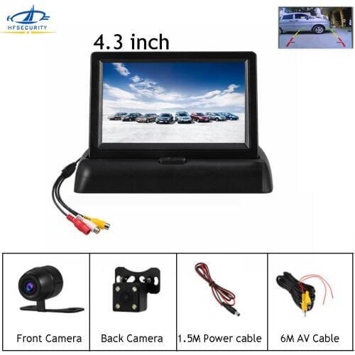 HF 4.3 Inch HD Foldable Car Reverse Monitor With HD Front Back Rear View Camera TFT LCD Display Screen 480X272P Mini TV Monitor