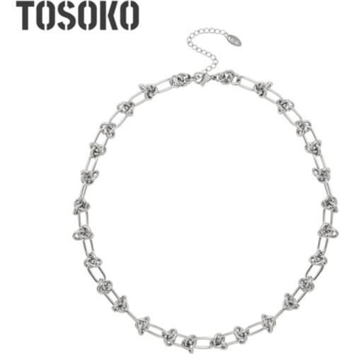 TOSOKO Stainless Steel Jewelry Tie Chain Necklace Woman Hip Hop Exaggerated Clavicle Chain BSP863
