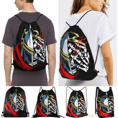 Unisex Drawstring Bags Momonga Overlord Women Drawstring Backpacks Men Outdoor Travel Backpacks Training Fitness Bag