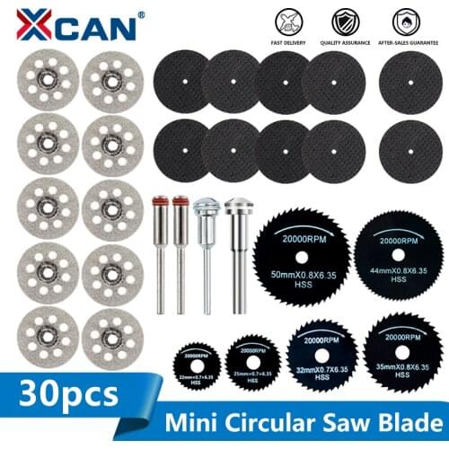 XCAN Mini Circular Saw Blade Kit 30pcs Diamond Cutting Discs Fiber Cut off Wheel For Dremel Rotary Tool HSS Blade
