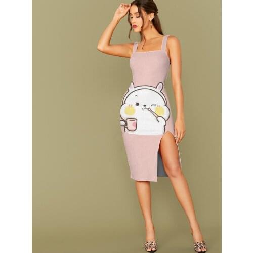 3D Dress Rabbit Dresses Women Animal Bodycon Dress Love Halter Sleeveless Lovely Side Slit Dresses Womens Clothing Summer Beach