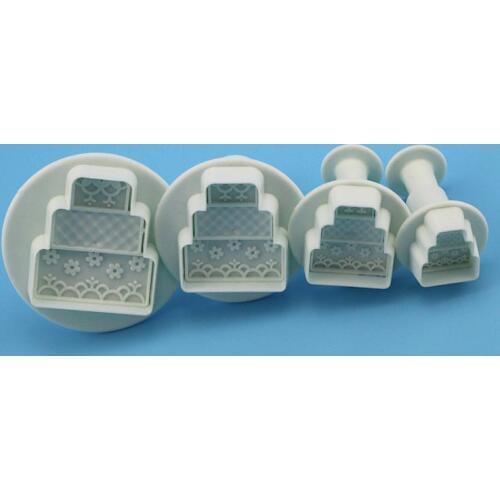 1set Plunger Fondant Molds Three layers Wedding Cake Shaped Cutters Embosser Sugar Craft Biscuits Moulds Cake Decoration Tools