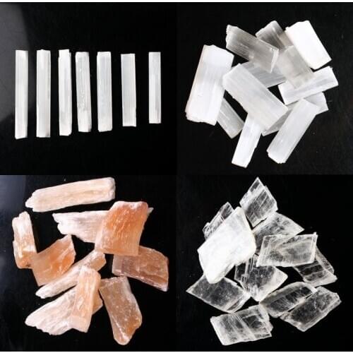 1Bag 30g-100g Natural White Selenite Rough Sticks Mineral Specimen Healing Crystal Wand Irregular Shape Pendant Making Stone