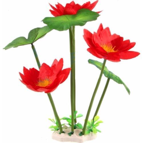 1Pcs New Pretty Purple Lotus Artificial Grass Aquarium Fish Tank Aquatic Simulation Plant Ornament Decoration