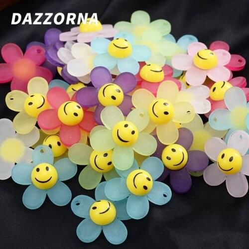 Choose Color 10-20Pcs Flower Shape Acrylic Loose Spacer Beads For Handmade Jewelry Making DIY Bracelet Crafts Accessories